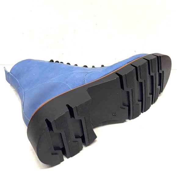 MIZ MOOZ LEATHER BOOTS LACE UP SIDE ZIP BLUE 37EU / 7US NEW # Z-60 - Picture 2 of 5